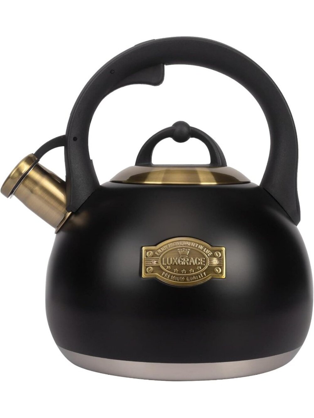 Black Kitchen Whistling Tea Kettle 3.1 Quart Stainless Steel Stovetop Tea Pot